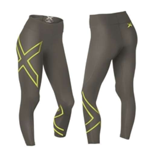 2Xu Mid-Rise Compression Tights-W Slate/Lime